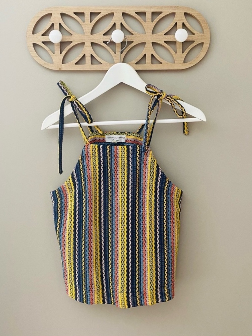 Madewell Tie-Shoulder Tank Top in Rainbow Crochet Sz Small